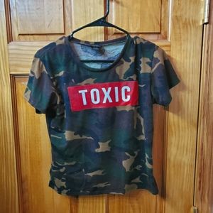 "Toxic" Camo Crop Shirt